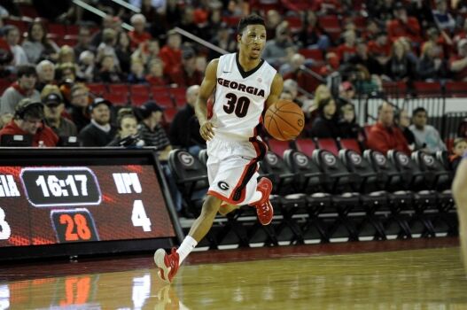 Georgia guard J. J. Frazier (30) during the Bulldogs' game against High Point at Stegeman Coliseum on Wednesday, November 25, 2015 in Athens, Ga. (Photo by John Kelley)