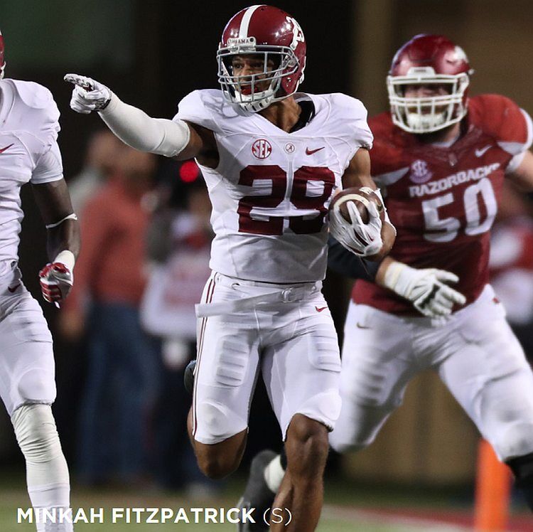Alabama safety Minkah Fitzpatrick (29) (Photo from University of Alabama Athletics)
