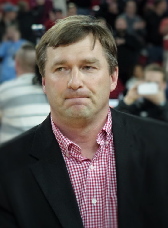 Kirby Smart at UGA vs. Arkansas basketball game 23-Jan-16