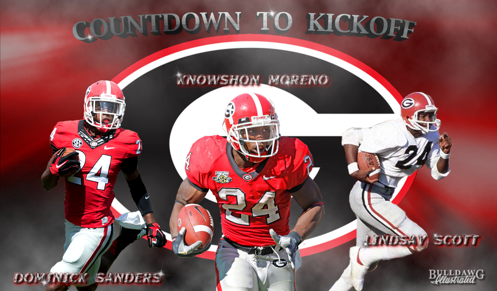 (Photos of Dominick Sanders, Knowshon Moreno, and Lindsay Scott courtesy of UGA) (edit by Bob Miller)