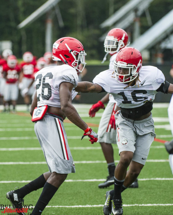 Defensive backs drilling