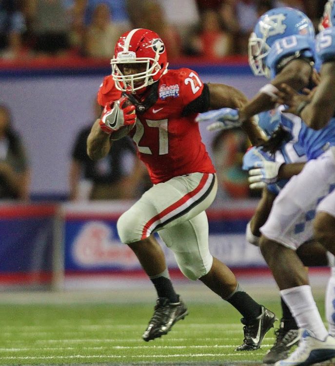 Nick Chubb breaks away for the backbreaking score  - UGA vs. North Carolina, 2016 Chick-Fil-A Kickoff -  Photo: Rob Saye/Bulldawg Illustrated