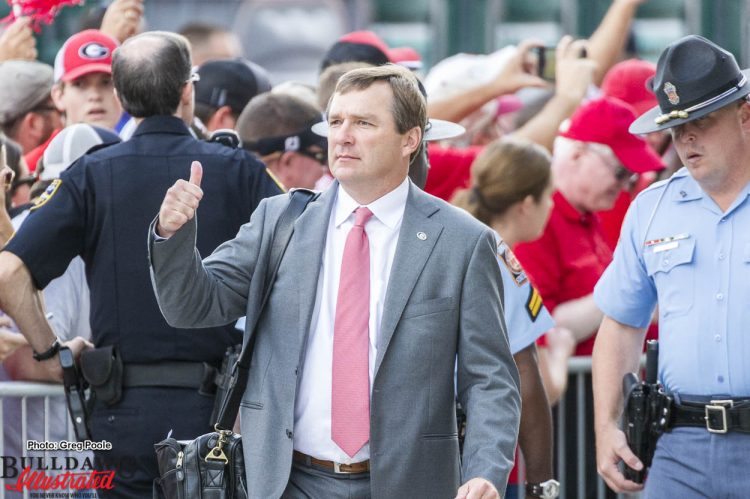 Georgia head coach Kirby Smart with the thumbs up