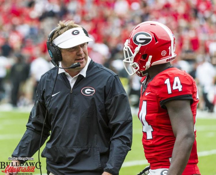 Kirby Smart having a conversation with Malkom Parrish (14)
