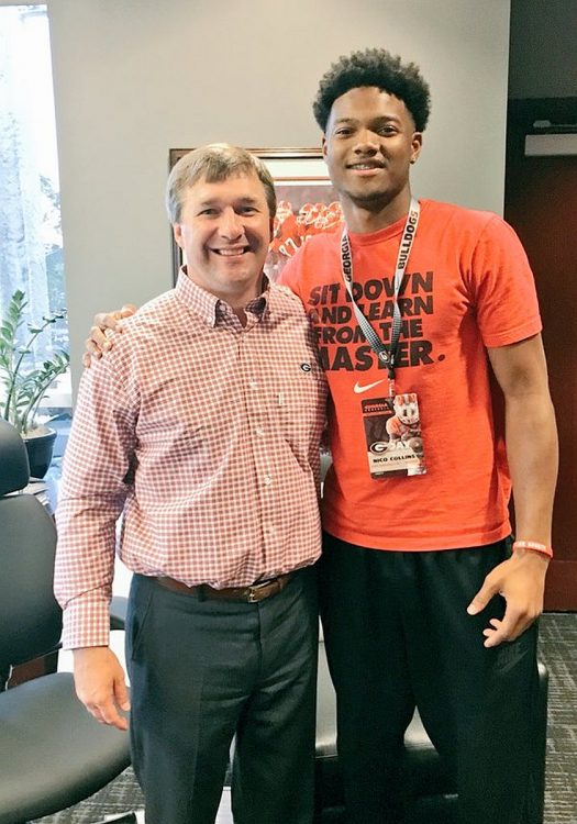 Nico Collins (right) with Georgia Head Coach Kirby Smart (photo Nico Collins-Twitter)