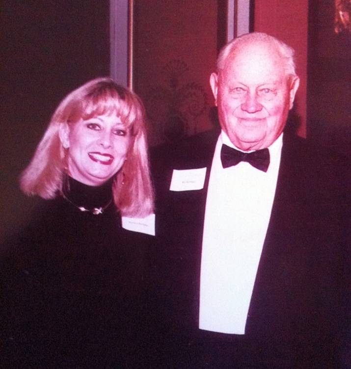 Barbara Hartman at the College Football Hall of Fame with her dad Bill Hartman for his 1984 induction ceremony