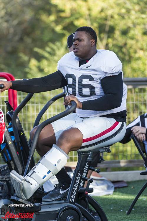 DaQuan Hawkins-Muckle in a boot and on a bike during Tuesday's practice
