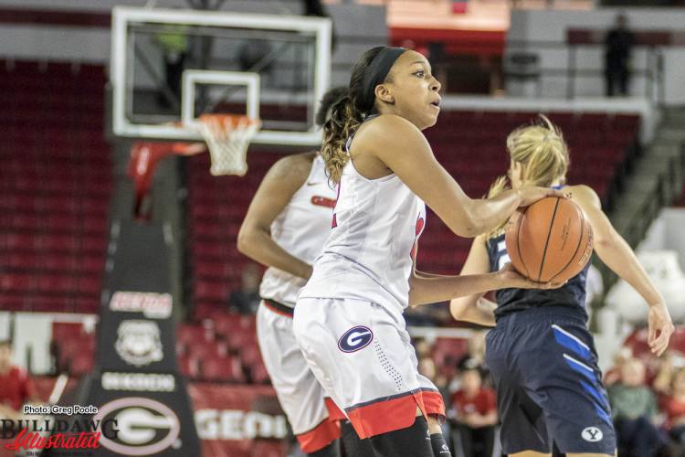 Haley Clark prepares to take a shot vs. BYU - November 16, 2016