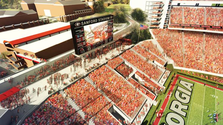 Graphic rendering of Sanford Stadium west end zone expansion (photo from Georgia Sports Communications)