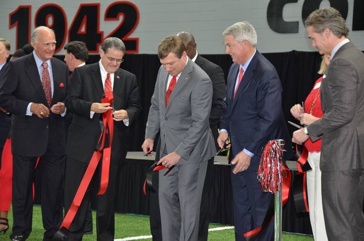 The Indoor Athletic Facility is officially open - Don Leebern, Jere Morehead, Kirby Smart, Kessel Stelling and Don Leebern, III