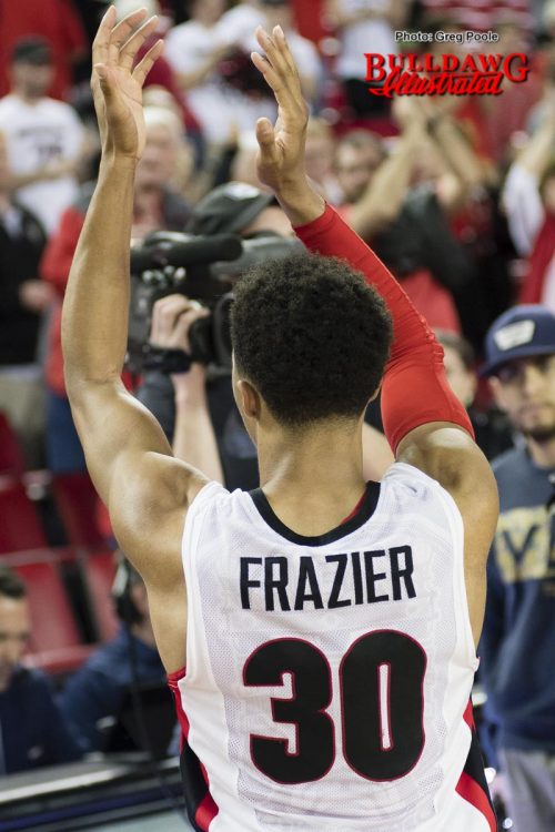 The crowd gives J.J. Frazier a standing ovation and J.J. applauds the crowd