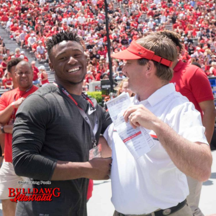 2019 Grayson HS linebacker Owen Pappoe (left) with Kirby Smart