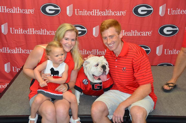 Hallie, Logan and Rick Rider with Uga X – Fan Day 2017