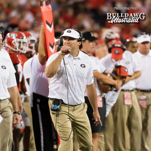 Kirby Smart during first half of the Appalachian State game - Saturday, Sept. 2, 2017 -