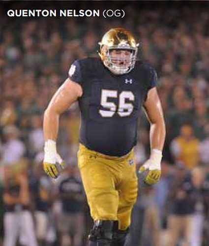 Quenton Nelson - Notre Dame offensive lineman -  (photo from Notre Dame Athletics)