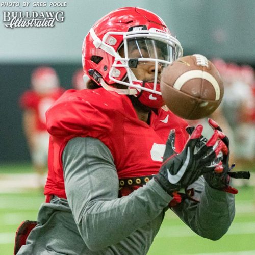 Tyler Smith looks the ball in during Tuesday afternoon's practice