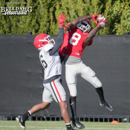 Riley Ridley makes a grab over the defender on Tuesday.