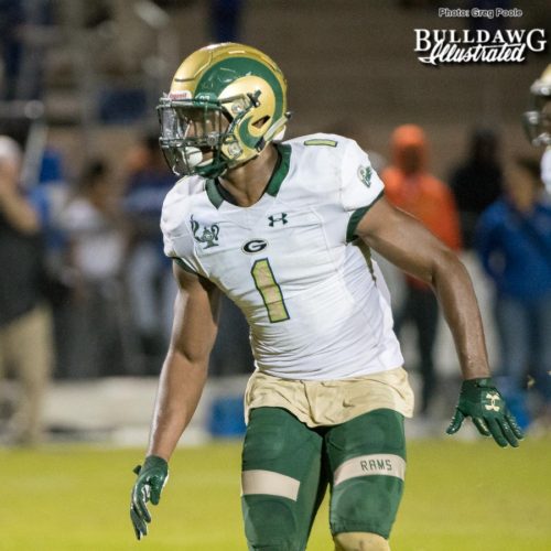 Owen Pappoe (1) - Class of 2019 LB - Grayson vs. Newton, October 20, 2017