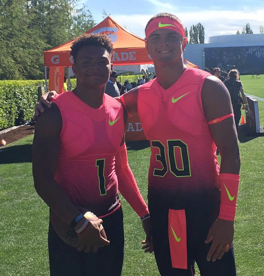 Luke Ford (30) with Justin Fields (1) (Photo from Luke Ford / Twitter)