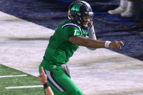 QB Justin Fields injures a finger on his right throwing hand during Harrison's game versus Dalton on Thursday night, Oct. 19th, 2017