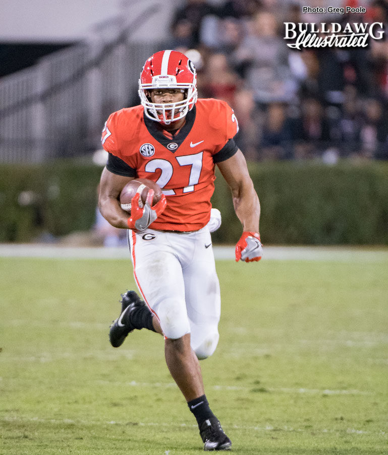 Nick Chubb (27) - Georgia vs. Kentucky - Saturday, Nov. 18, 2017