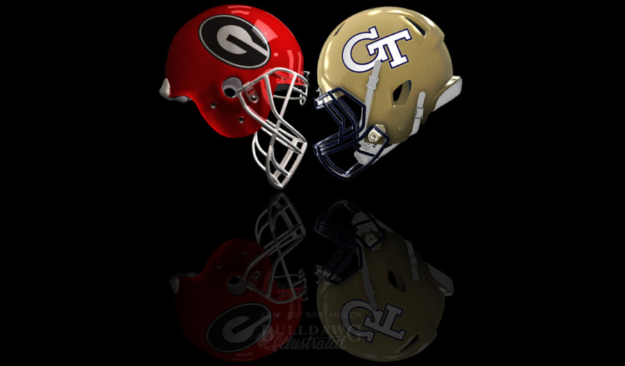 Georgia vs. GT 2017 helmet edit for Score Predictions by Bob Miller